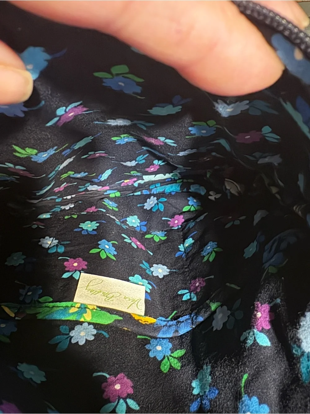 Vera Bradley Navy Floral Quilted Crossbody with Teal & Purple Accents